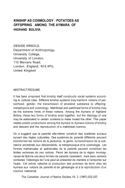 kinship as cosmology: potatoes as offspring among the aymara of