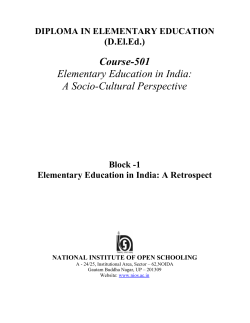 Block 1: Elementary Education in India: A Retrospective