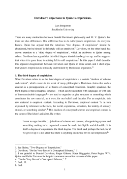 Davidson`s objections to Quine`s empiricism.