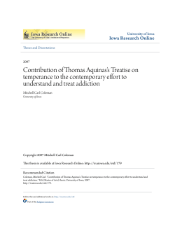 Contribution of Thomas Aquinas`s Treatise on temperance to the