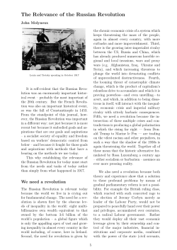 The Relevance of the Russian Revolution