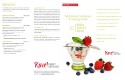 BREAK SERVICE MENU BREAKFAST McKimmon Conference
