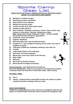 Please ensure that all gear is labelled and that your