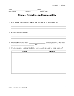 Biomes, Ecoregions and Sustainability