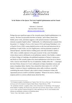 1 In the Shadow of the Queen: The Early English Epithalamium and