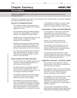 The Presidency Chapter Summary