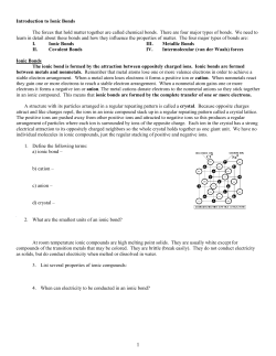 Chemical Bonding Exam Review