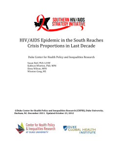HIV/AIDS Epidemic in the South Reaches Crisis Proportions in Last