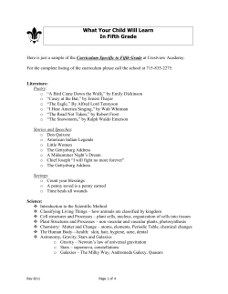 Sample Fifth Grade Curriculum