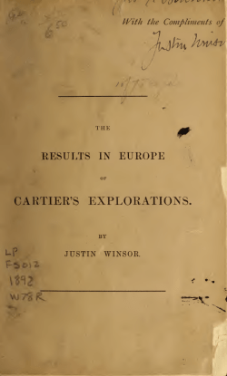 The Results in Europe of Cartier`s explorations, 1542-1603