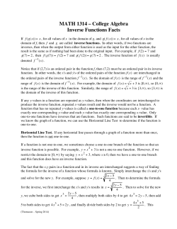 Inverse Functions Facts - Austin Community College