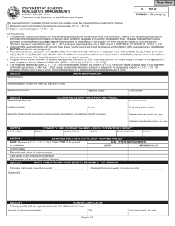 STATEMENT OF BENEFITS REAL ESTATE IMPROVEMENTS