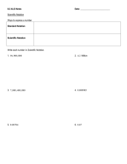 Scientific Notation Ways to express a number Standard