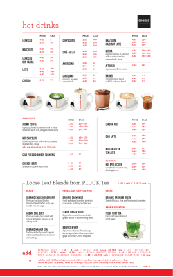 in-store menu - Aroma Espresso Bar