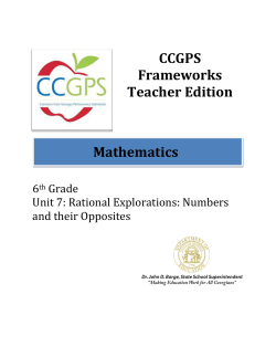CCGPS Frameworks Teacher Edition Mathematics