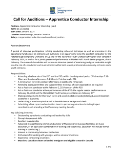 Call for Auditions &ndash; Apprentice Conductor Internship