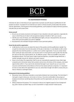 1 THE JOB/INTERNSHIP INTERVIEW Interviews