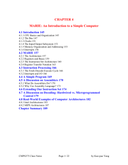 CHAPTER 4 MARIE: An Introduction to a Simple Computer
