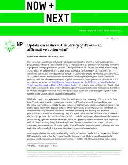 Update on Fisher v. University of Texas&mdash;an