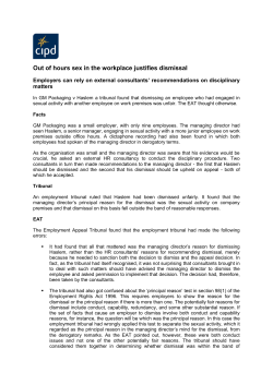 Out of hours sex in the workplace justifies dismissal - Russell