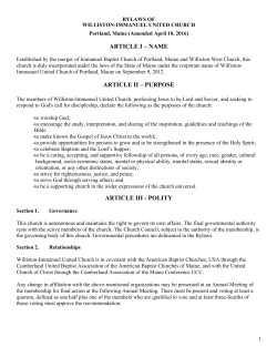 Bylaws of the Church - Williston