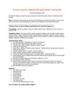 Teacher`s Guide for COBBLESTONE JOHN ADAMS