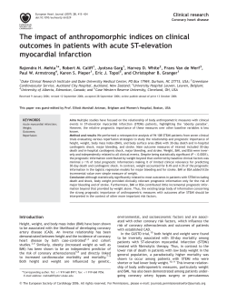 The impact of anthropomorphic indices on clinical outcomes in