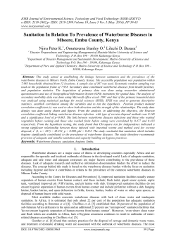 Sanitation In Relation To Prevalence of Waterborne Diseases in