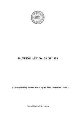 BANKING ACT, No. 30 OF 1988