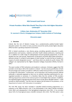 HEA Forward-Look Forum Private Providers: What Role Should