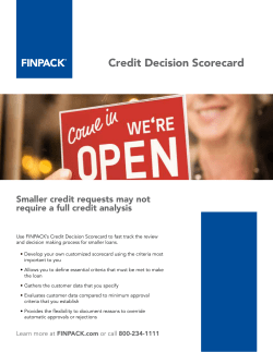 Credit Decision Scorecard - Center for Farm Financial Management