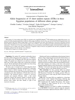 Allele frequencies of 15 short tandem repeats (STRs) in three