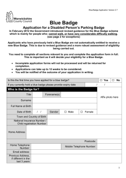 Blue Badge - Warwickshire County Council