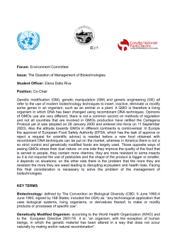 The Question of the Management of Biotechnologies