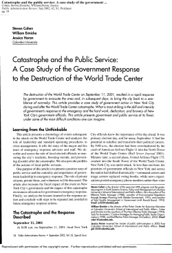 Catastrophe and the Public Service: A Case Study of the