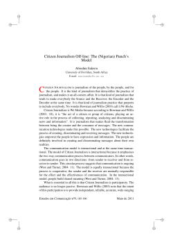 Citizen Journalism Off-line: The (Nigerian) Punch`s Model
