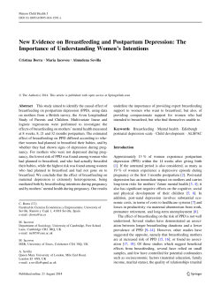 New Evidence on Breastfeeding and Postpartum Depression: The