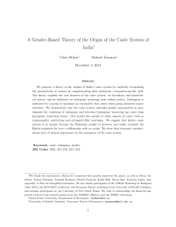 A Gender-Based Theory of the Origin of the Caste System