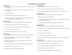 Unit 1 Reading Guide: The Colonial Era