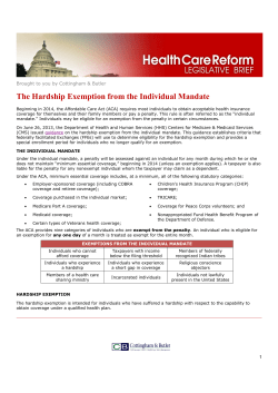 The Hardship Exemption from the Individual Mandate