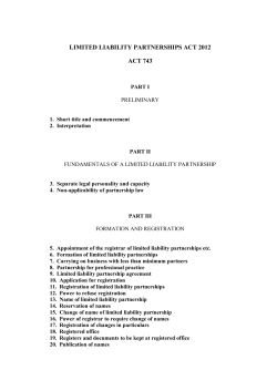 LIMITED LIABILITY PARTNERSHIPS ACT 2012 ACT 743