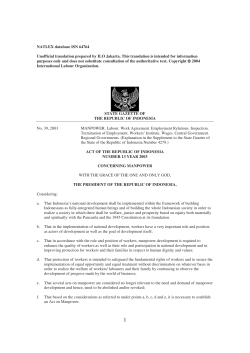 Indonesian Labour Law - Act 13 of 2003