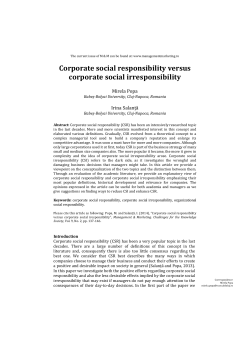 Corporate social responsibility versus corporate social irresponsibility
