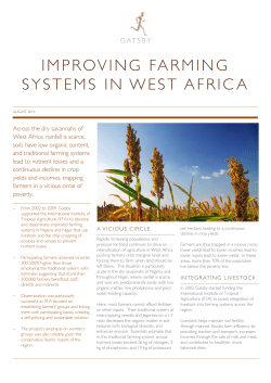 IMPROVING FARMING SYSTEMS IN WEST AFRICA