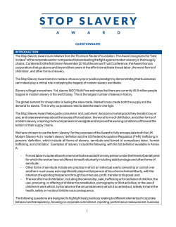 QUESTIONNAIRE INTRODUCTION The Stop Slavery Award is an