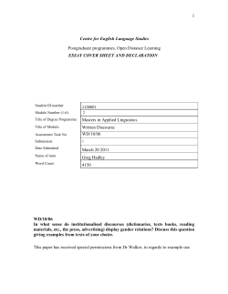 Sexual Bias in Institutionalised Forms of Discourse