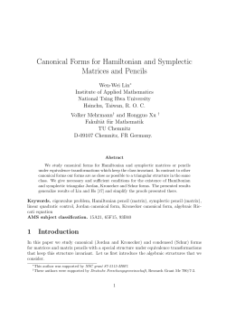 Canonical Forms for Hamiltonian and Symplectic Matrices and Pencils