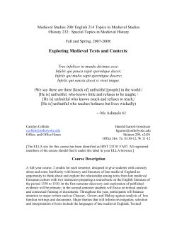 Exploring Medieval Texts and Contexts: