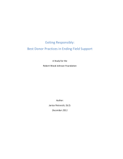 Exiting Responsibly: Best Donor Practices in Ending Field Support