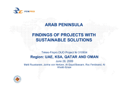 ARAB PENINSULA FINDINGS OF PROJECTS WITH SUSTAINABLE